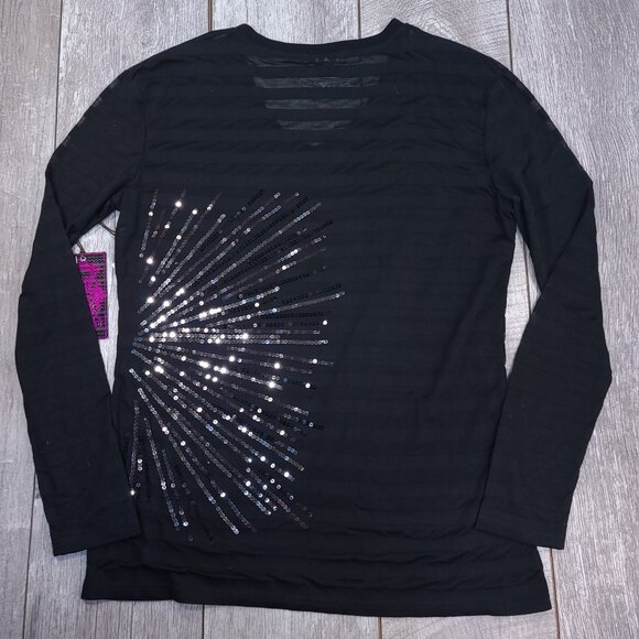 Rock & Roll Cowgirl Shirt Womens XXL Black Starburst Sequin Long Sleeve Country - Picture 2 of 6